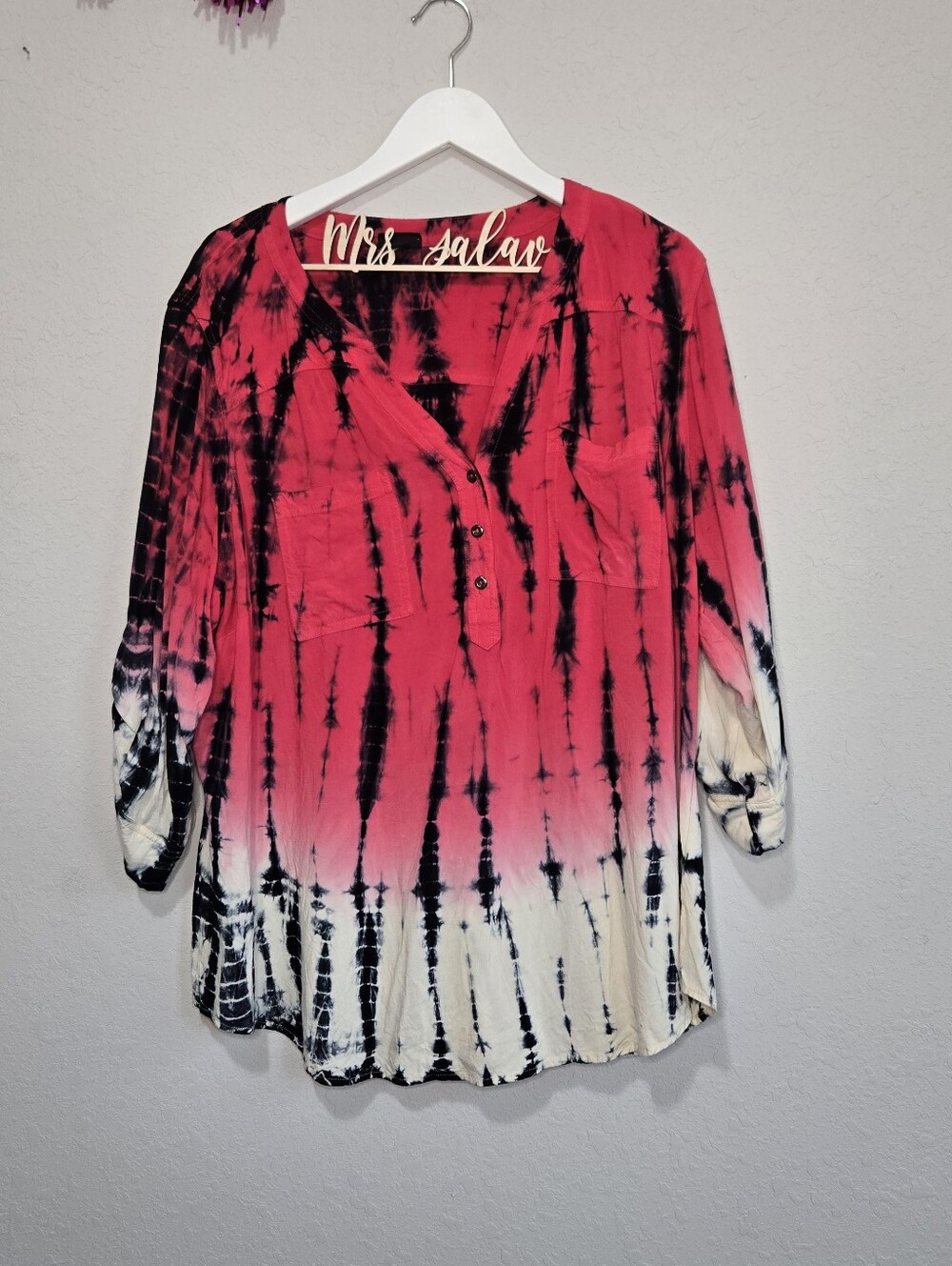 Torrid Harper - Challis Tie Dye Red Pullover Blouse